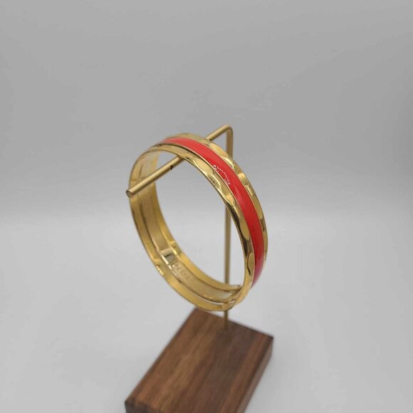 J Crew set of 3 Bangles One Red Enamel 2 Gold Tone - Picture 10 of 10